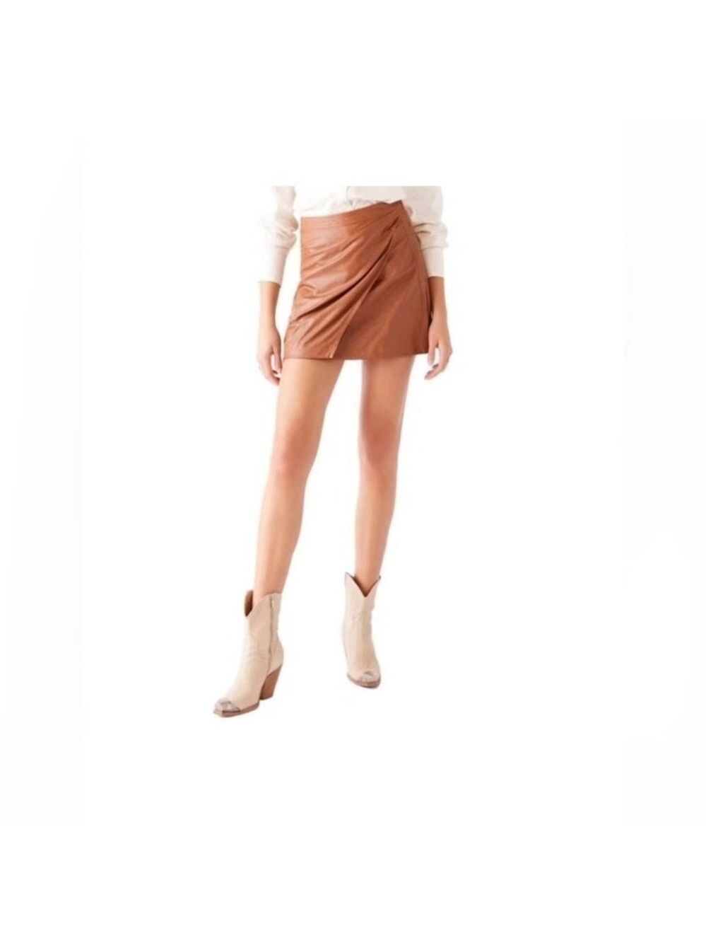 free people polyurethane brown mini skirt size 4